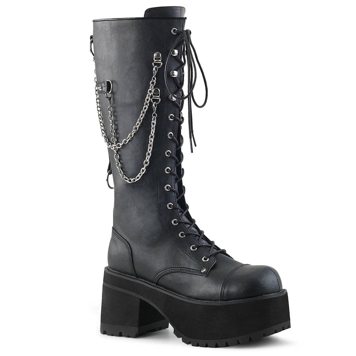 Demonia Ranger-303 Black Faux Leather Mens Knee High Boots South Africa Online ZA54790